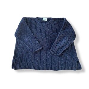 [Jenny] VTG Navy Blue Crewneck Velvet Sweater